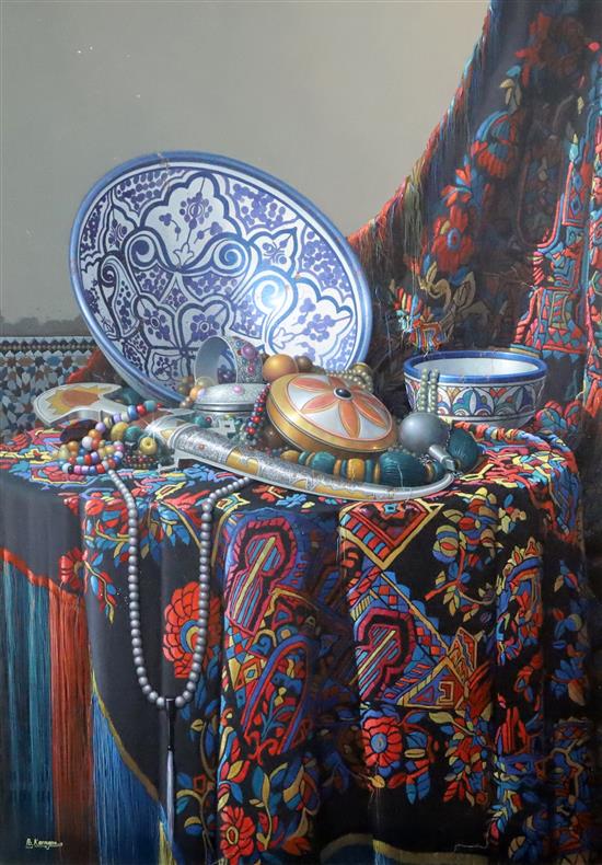 Abdelfettah Karmane (1969, Morrocan) Nature morte 34.5 x 24in.